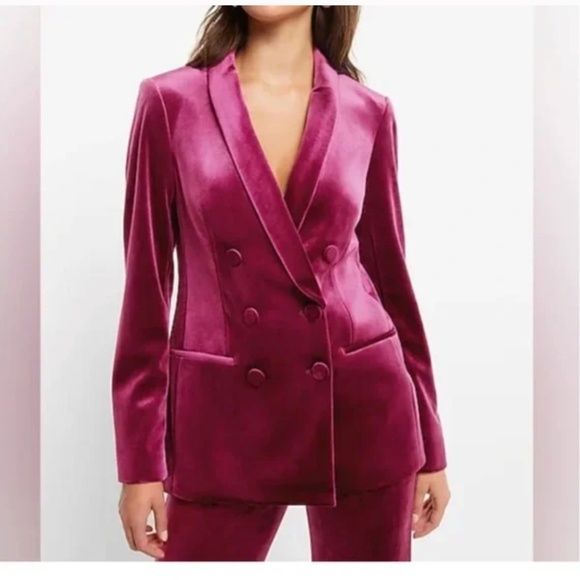 Express Magenta Pink Velvet Blazer - Picture 1 of 15
